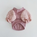 【SALE】犬服・Flowerスリーブカットソー_ダークピンク