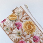 【中】インド刺繍のファスナーポーチ