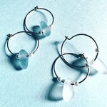 シーグラスアクセサリー パール  シンプルフープピアス 