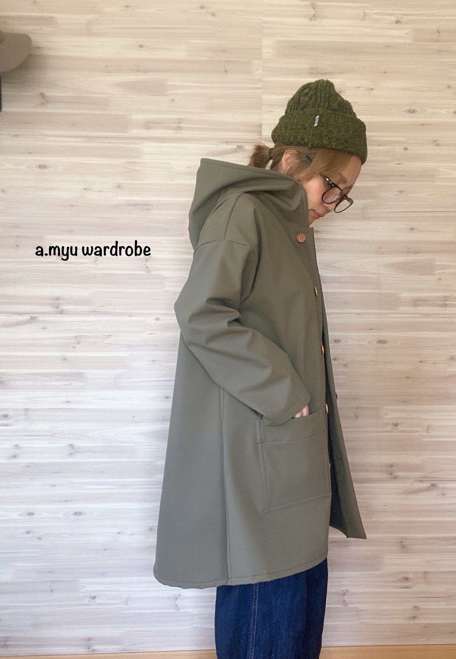 a.myu outdoor♪カーキ新作♪オーバーサイズコートソフトシェル使用