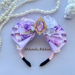 【アンティーク薔薇柄💜カチューシャ】なかなか手に入らない大人気のリボンで作りました𓂃🥀𓈒𓏸ペット用