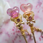 [Heart Candy Rod(ピーチ)]　ハートの魔法石が煌めく 魔法少女の秘密の杖（簪）
