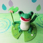 てんこ森の雨カエル　<蓮の葉傘持ってGO💛>