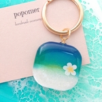 プルメリアの海　グラデーション　スクエア・キーホルダー