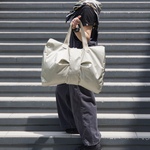 ⭐︎SALE⭐︎ナイロンのリボンボストンバッグ【シャンパンゴールド】