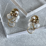 【再販】　雲ピアス　ピアス　クリア　クリアピアス　ゴールド　ゴールドピアス　個性的　大人かわいい　球体ピアス　球体　丸　ビジュー　ボリュームピアス　ふわふわ　水　雫　レジン　バブル　泡　シャボン玉