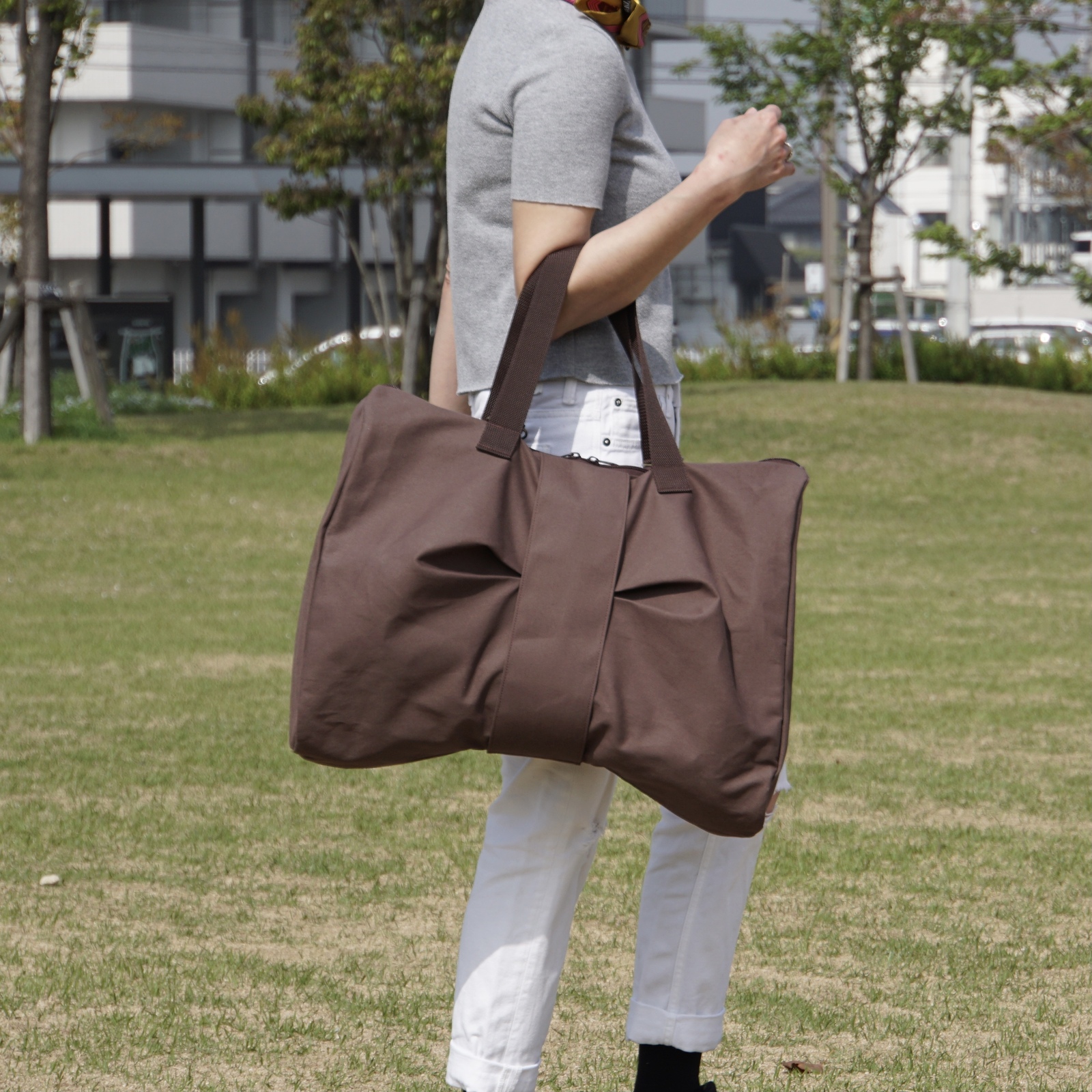 ⭐︎SALE⭐︎帆布のリボンボストンバッグ【ショコラ】