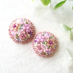 ピアス/イヤリング＊ありがとうの花束＊ビーズ刺繍＊受注制作