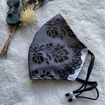 《刺繍レースマスク》シアーブラック 抗菌加工クレンゼ 形状安定 3サイズ