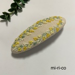 ミモザの花刺繍 バレッタ