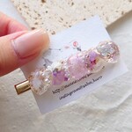 うるうる天然石とバタフライドライフラワーヘアクリップ