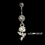 へそピアス 薔薇 ホワイトシルバー