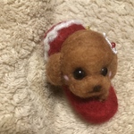 SALE!羊毛フェルト　スリッパトイプードル　レッド
