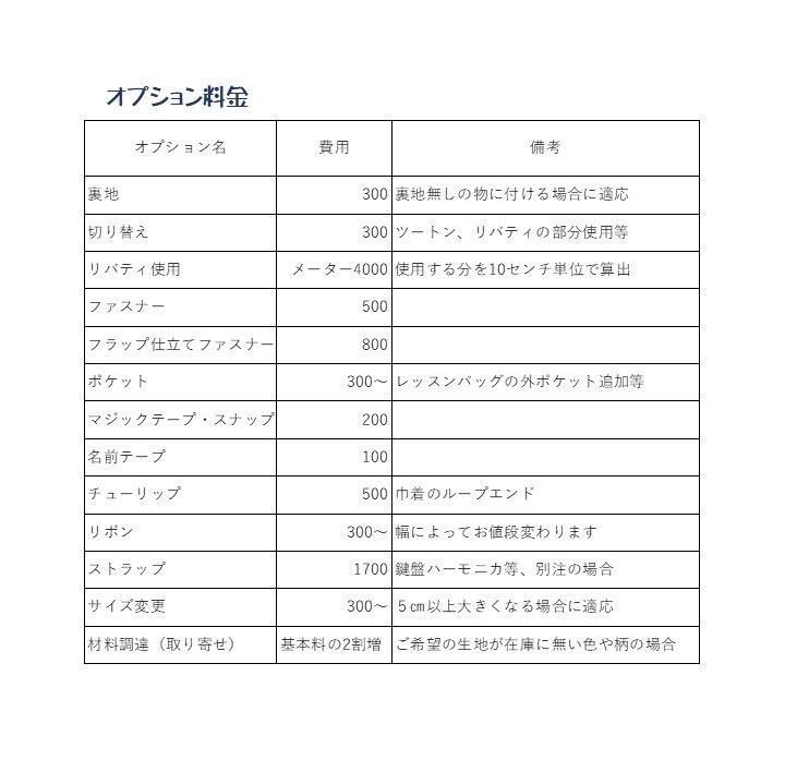 私立小学校 付属幼稚園 入園入学準備オーダーのご案内 - AMY'S