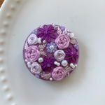 ビーズ刺繍くるみボタン（ヘアゴム/ブローチ）
