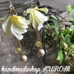 flowerコットンパールピアス(yellow)