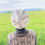 オフホワイトニット生地　医療用帽子／日よけ帽子／保護帽子