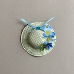 クリップ付き髪飾り👒ミニミニ麦わら帽子(ネモフィラ)