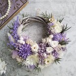 Lune Bonheur＜tea tree＞＊ハーフムーンリース＊フラワーリース＊三日月リース＊春＊プリザーブドフラワー＊お花＊ギフト＊結婚祝い＊新築祝い＊母の日＊母の日ギフト