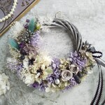 Lune Bonheur＜Lavande antique＞＊ハーフムーンリース＊三日月リース＊フラワーリース＊春＊プリザーブドフラワー＊お花＊結婚祝い＊新築祝い＊母の日＊お誕生日祝い＊母の日ギフト