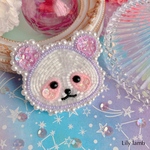 ゆめかわパンダのビーズ刺繍バッグチャーム　※受注制作