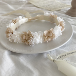 ノンワイヤー◎ベビーキッズ花冠♡シャンパン×ホワイト