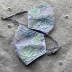 『刺繍レースマスク』濃密 選べるメイン刺繍 ペールブルー ミント系 クレンゼ 