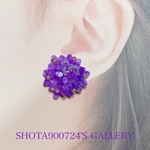 ［再販11］紫陽花　ドームピアス／イヤリング／樹脂ピアス〜紫式部あでやかに〜　紫陽花ピアス