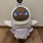 ラボット服　パープルお花柄オーバーオール