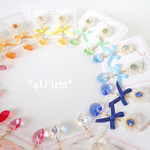 ミニマーガレットとリボンのきらきらピアス/イヤリング