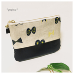 kiruma刺繍風りぼん×ネイビー ラミネート＊ティッシュポーチ