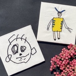 ファブリックパネル　ウォール飾り　壁飾り　子どもの絵　刺繍　似顔絵刺繍　プレゼント　ギフト　父の日　母の日　敬老の日　誕生日　ご褒美　インテリア　らくがき　思い出
