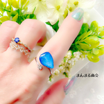 ブルーローズ【夢の花】青薔薇花びらシンプルガラスストーン付きリング