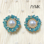 ★1点のみ★ビーズ刺繍 カボション　ブルー