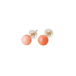 K18金　深海 ピンク 天然珊瑚  K18金 スケルトンキャッチ付き ピアス / 6mm
