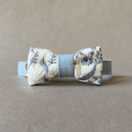 猫首輪　花柄　インド刺繍　リボン　ブルーグレー　セーフティバックル