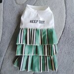 犬服！Msize！ストライプ　フリフリワンピース
