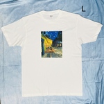 ゴッホ　夜のカフェテラス　綿5.6オンスTシャツ Lサイズ白　SMLも有り