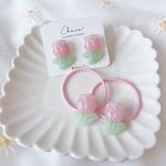 【親子セット♡】ラメ入りチューリップのピアス&ヘアゴム