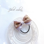 紫インド刺繍リボン　スパンコールが華やか！　キッズ　ヘアゴム  