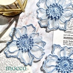 4個＊7㎝ 刺繍レース パーツ 花 フラワー 花刺繍 水色
