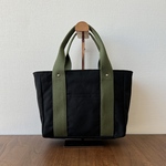 【完成品】キレイに整頓　仕切り　付き　トートバッグ　ブラック　×　カーキ　SWサイズ