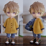 黄色　袖まくりカーディガン（ねんどろいどどーるオビツ11共有サイズ）