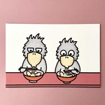 『ハシビロコウたちとラーメン屋🍜』3枚セットのイラストカードの物語💌