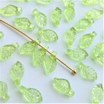 60個・9.7×5.5ｍｍ・ライムグリーン・アクリルリーフ・葉っぱ・23040302