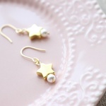 パールとお星さまのピアス 