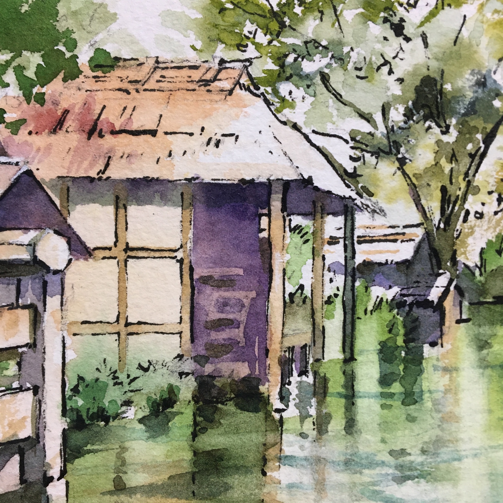 160）（161）（162）（168）原画 水彩画 風景画 安曇野わさび農園