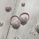 チューリップハート　ヘアゴム　🌷〜お花ヘアゴム　キッズアクセサリー　キッズヘアゴム　ベビーヘアゴム　ベビーヘアアクセサリー　パステル　春カラー　夏カラー