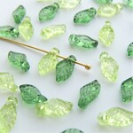 2色60個・9.7×5.5ｍｍ・グリーン・ライムグリーン・アクリルリーフ・葉っぱ・23040301