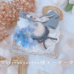 ♡soyruysunten様オーダー♡ ペット用アクセサリー ペット用ハット ペット用帽子 オーダーメイド ブルー ライトブルー 紫陽花 超小型犬 小型犬 撮影会 誕生日 記念日 パーティー